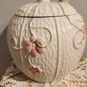 VINTAGE WHITE PUMPKIN GOURD COOKIE JAR KAMENSTEIN PORTUGAL